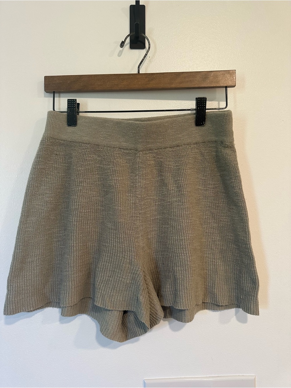 Free People High Waist Knit Shorts in Light Brown